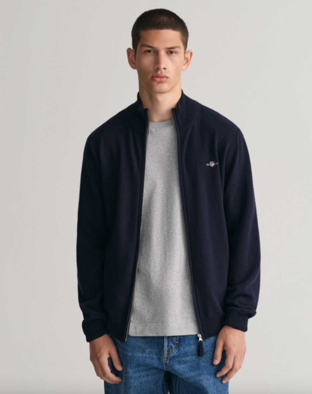 Gant Zip Cardigan Superfine Lambswoll Marine