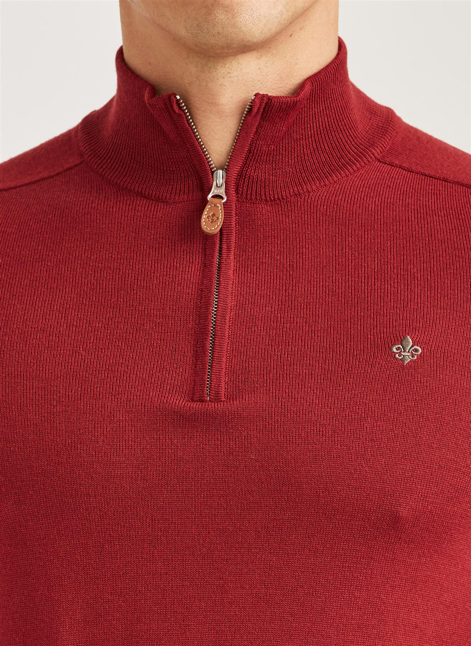 Morris John Zip Merinoull Rød