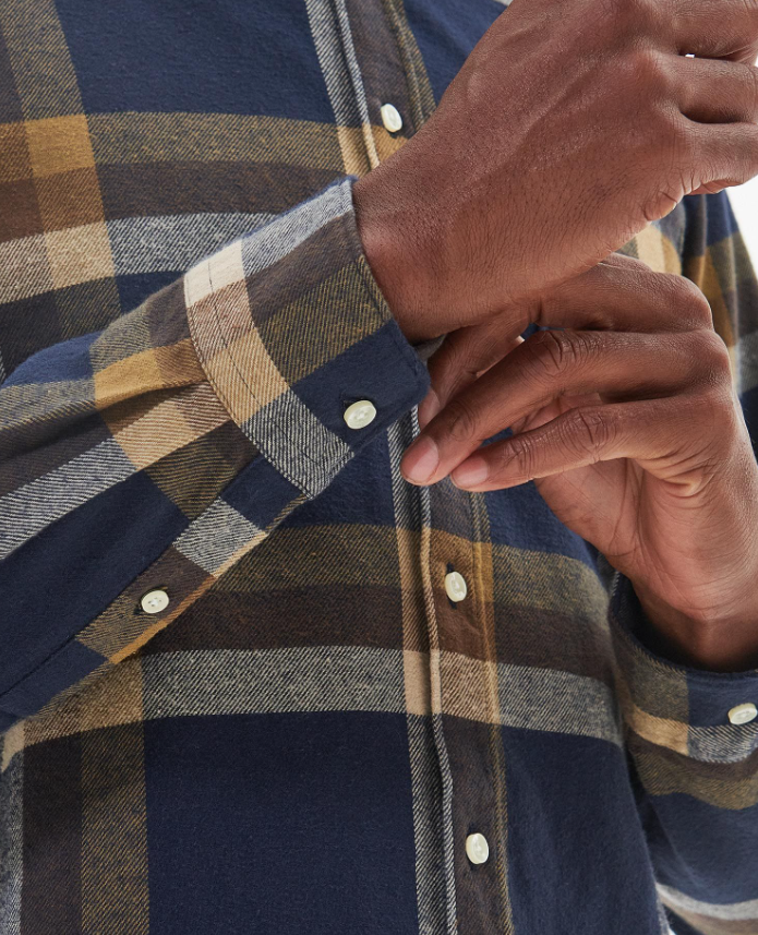 Barbour Folley Tailored Fit Flanellskjorte Ruter Blå/Brun