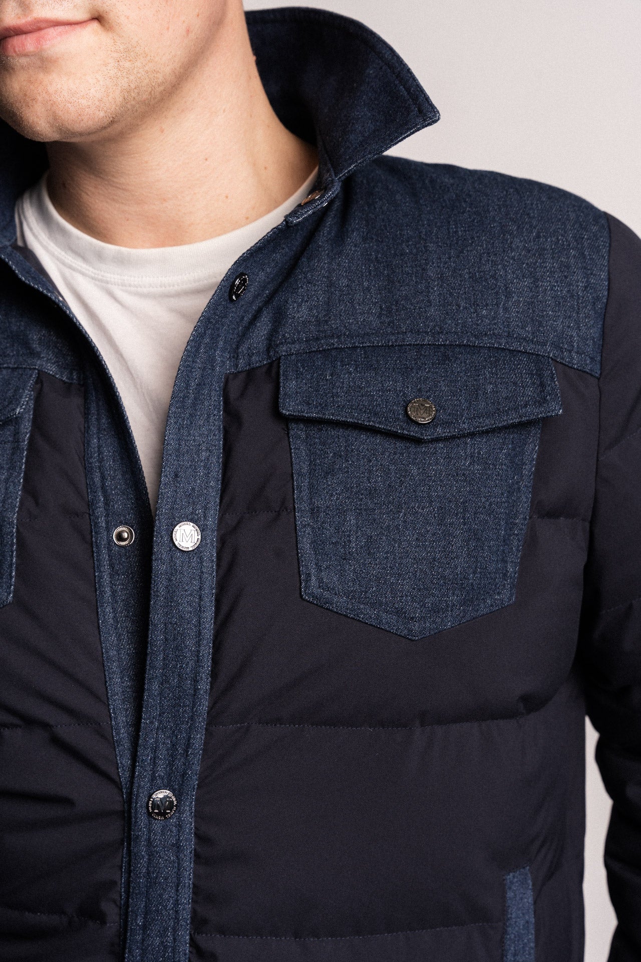 Monel Micke Dunjakke M/Denim Blå