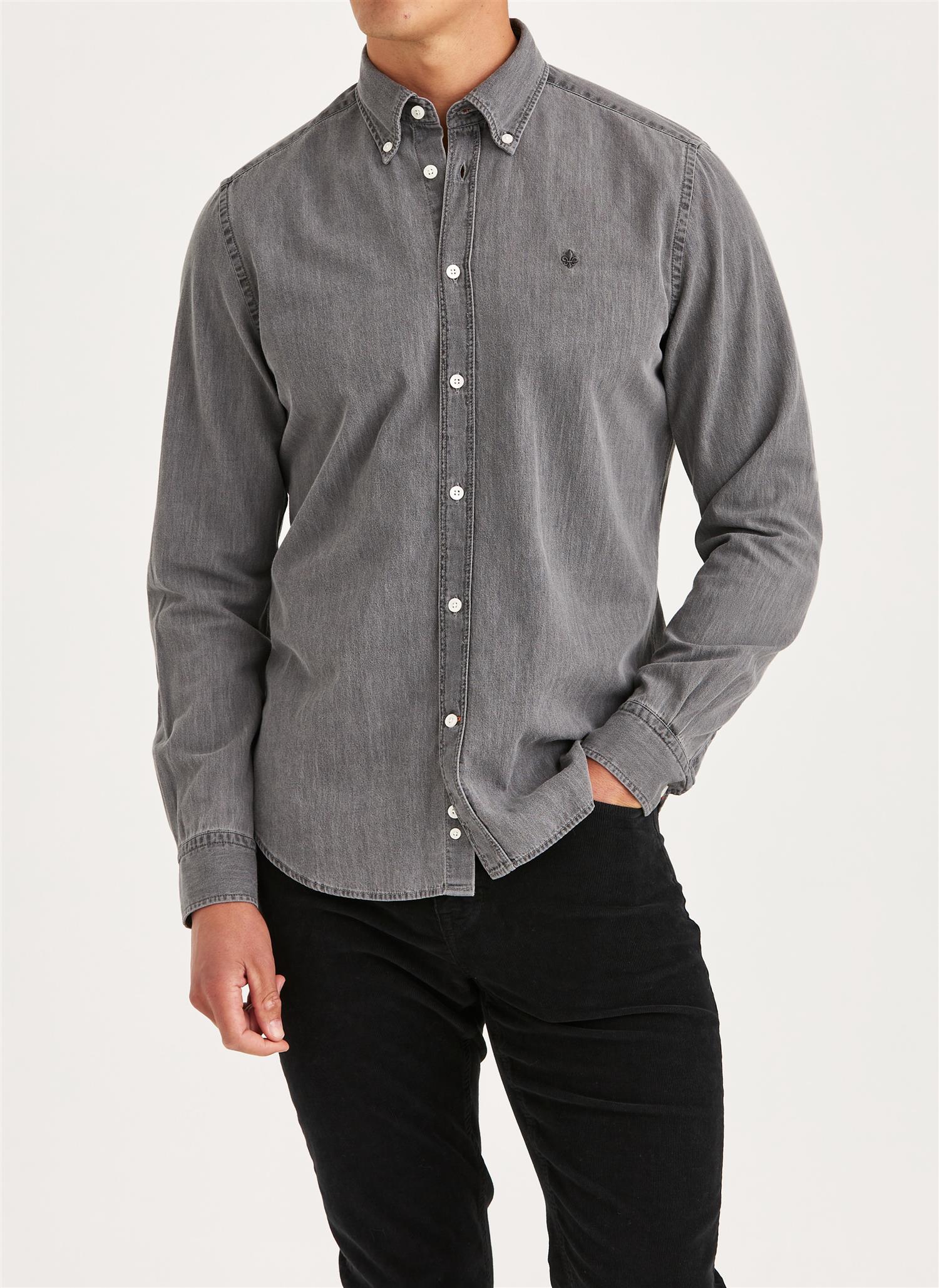 Morris Light Denim Shirt Slim Fit Grå