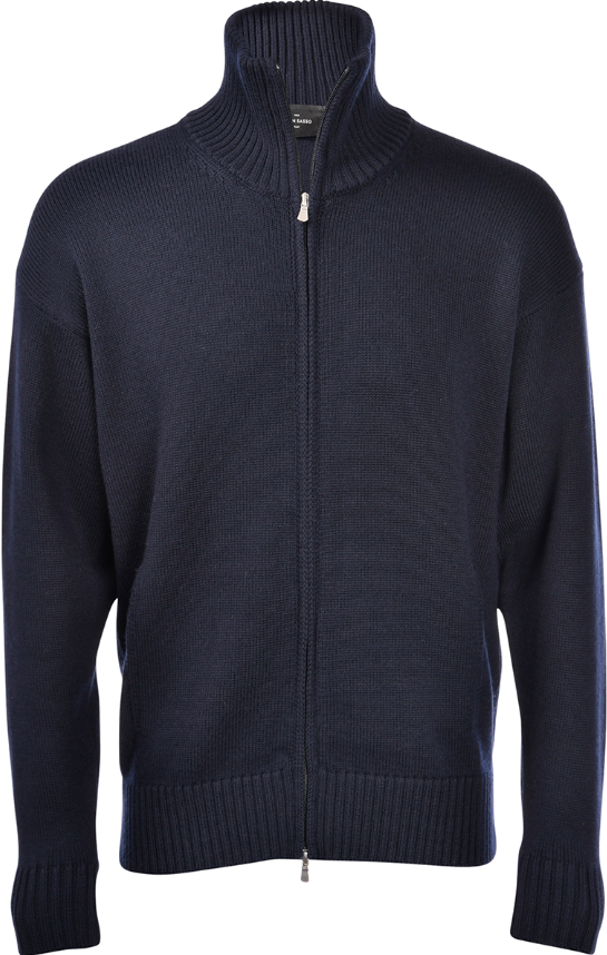 Gran Sasso Mock Neck Cardigan Merinoull Marine