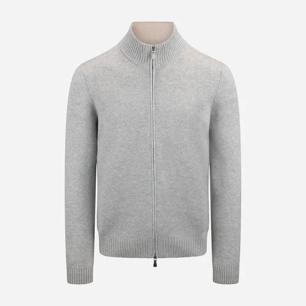 Gran Sasso Full-Zip Cardigan Merino/Kashmir Lysegrå