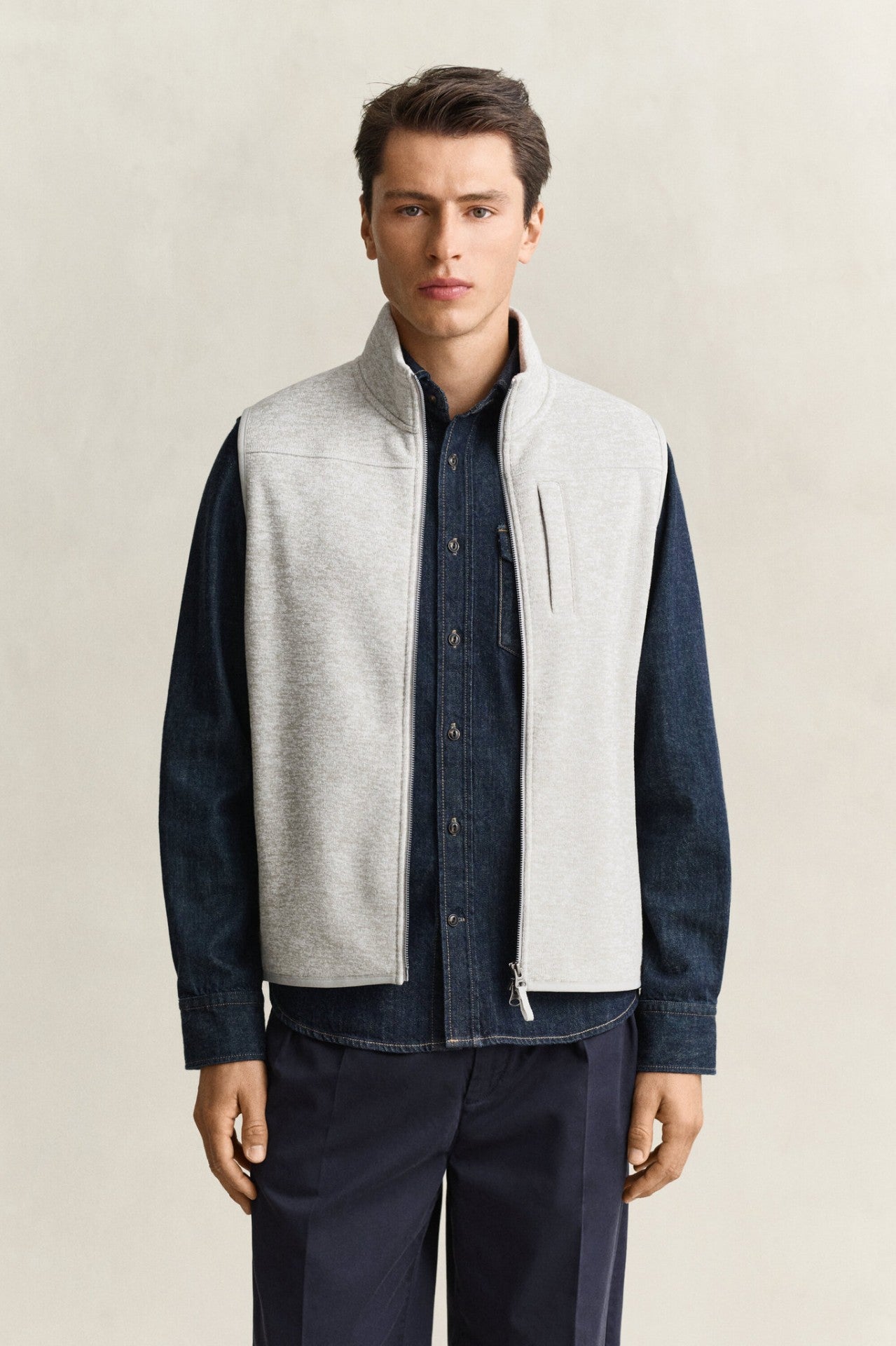 Gant Zipped Fleece Vest Grå