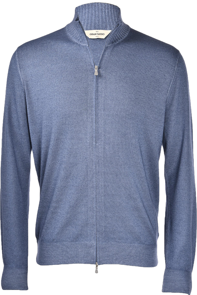 Gran Sasso Full-Zip Jakke Tynn Merino Mellomblå