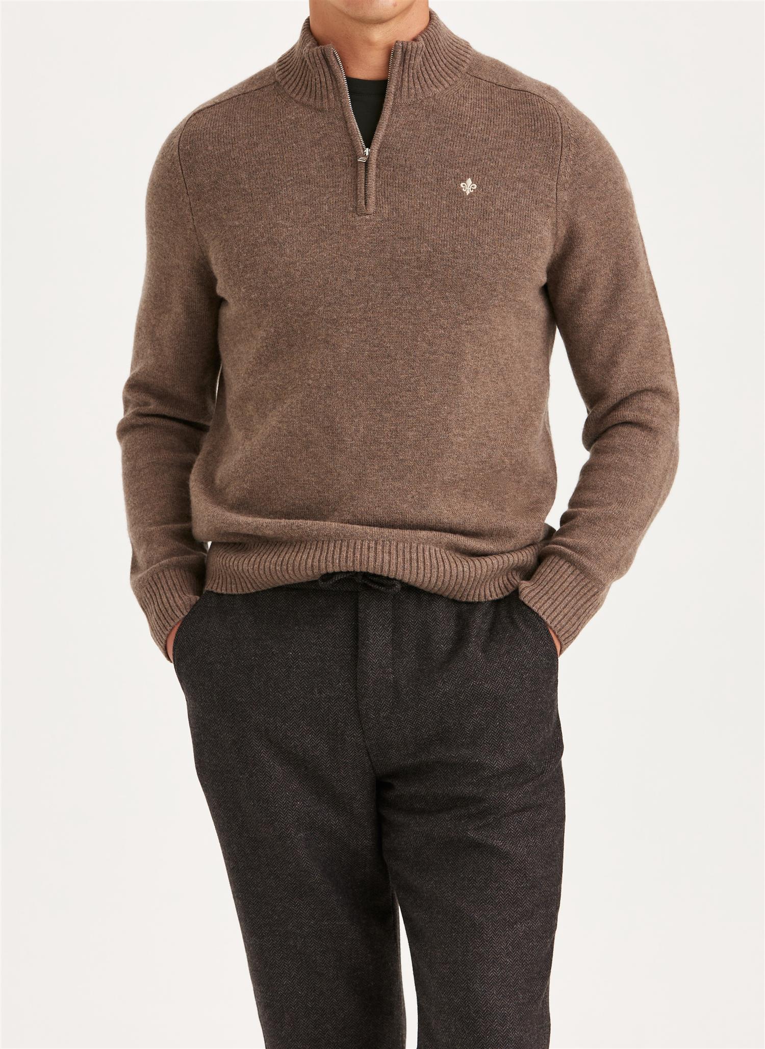 Morris New Hertford Half-Zip Merino Brun