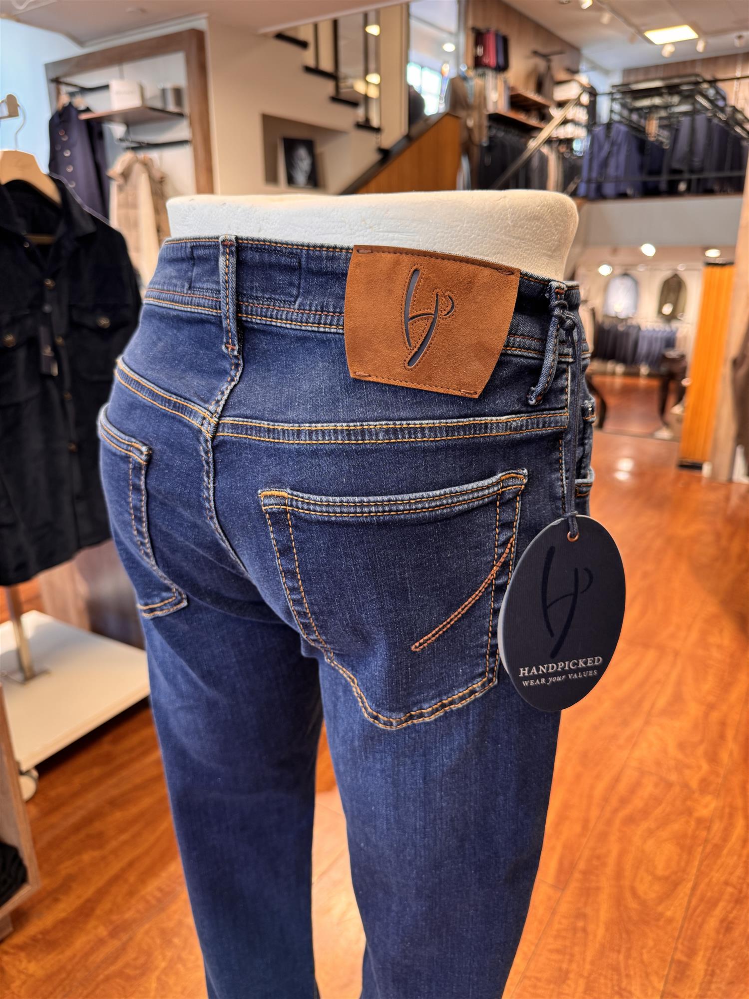 HandPicked Ravello Jeans Vasket Mørk Blå