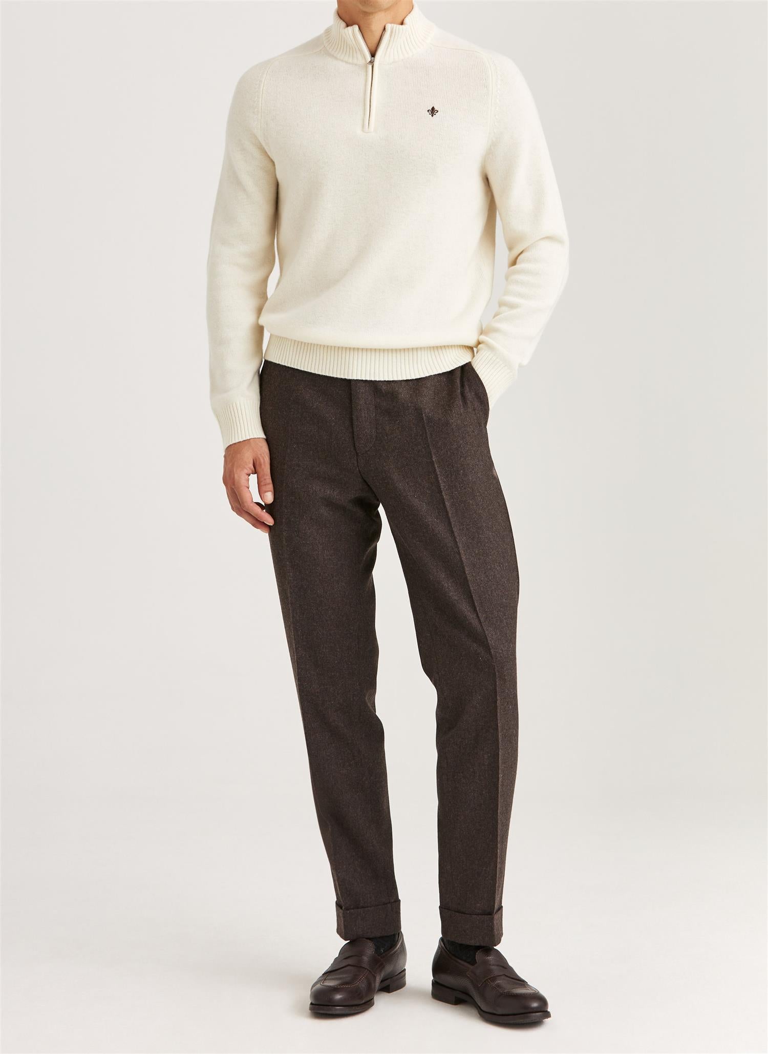 Morris New Hertford Half-Zip Merino Off-White