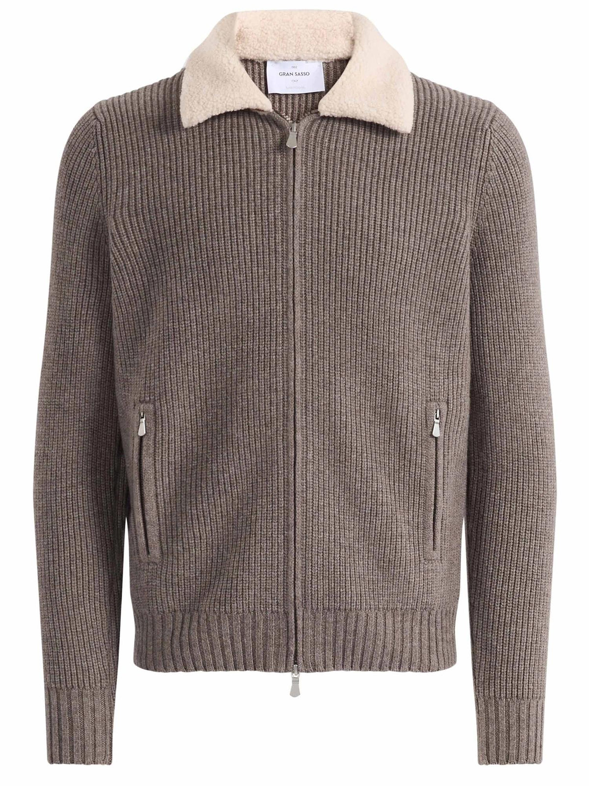 Gran Sasso Cardigan M/Pelskrage Brun