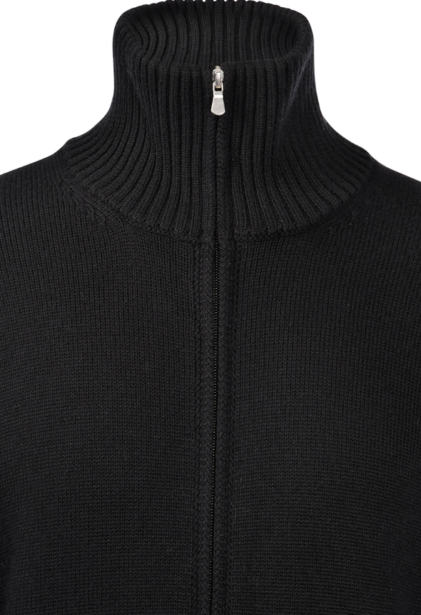 Gran Sasso Mock Neck Cardigan Merinoull Sort