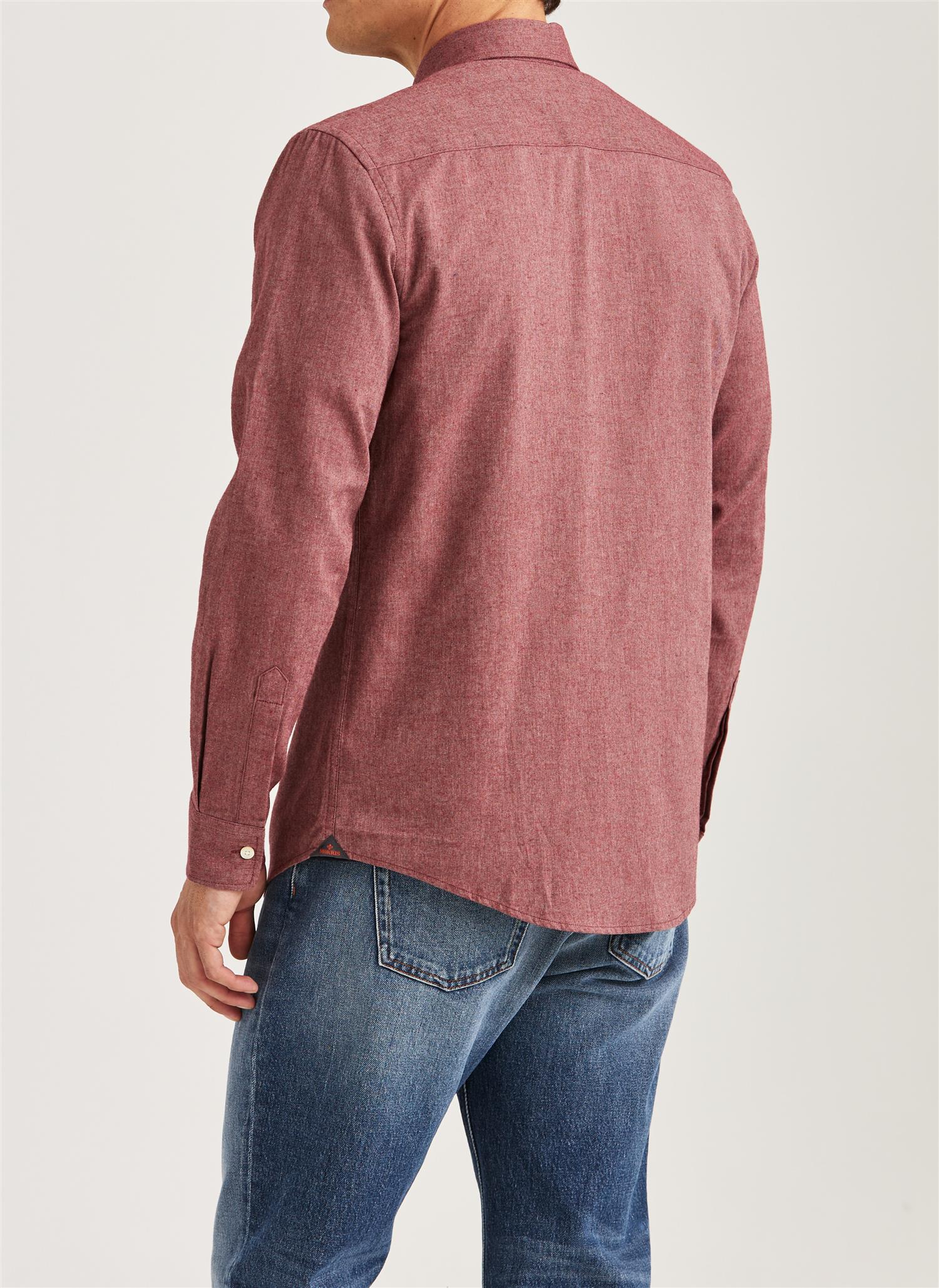 Morris Watts Flanell L/Erm Skjorte Vinrød