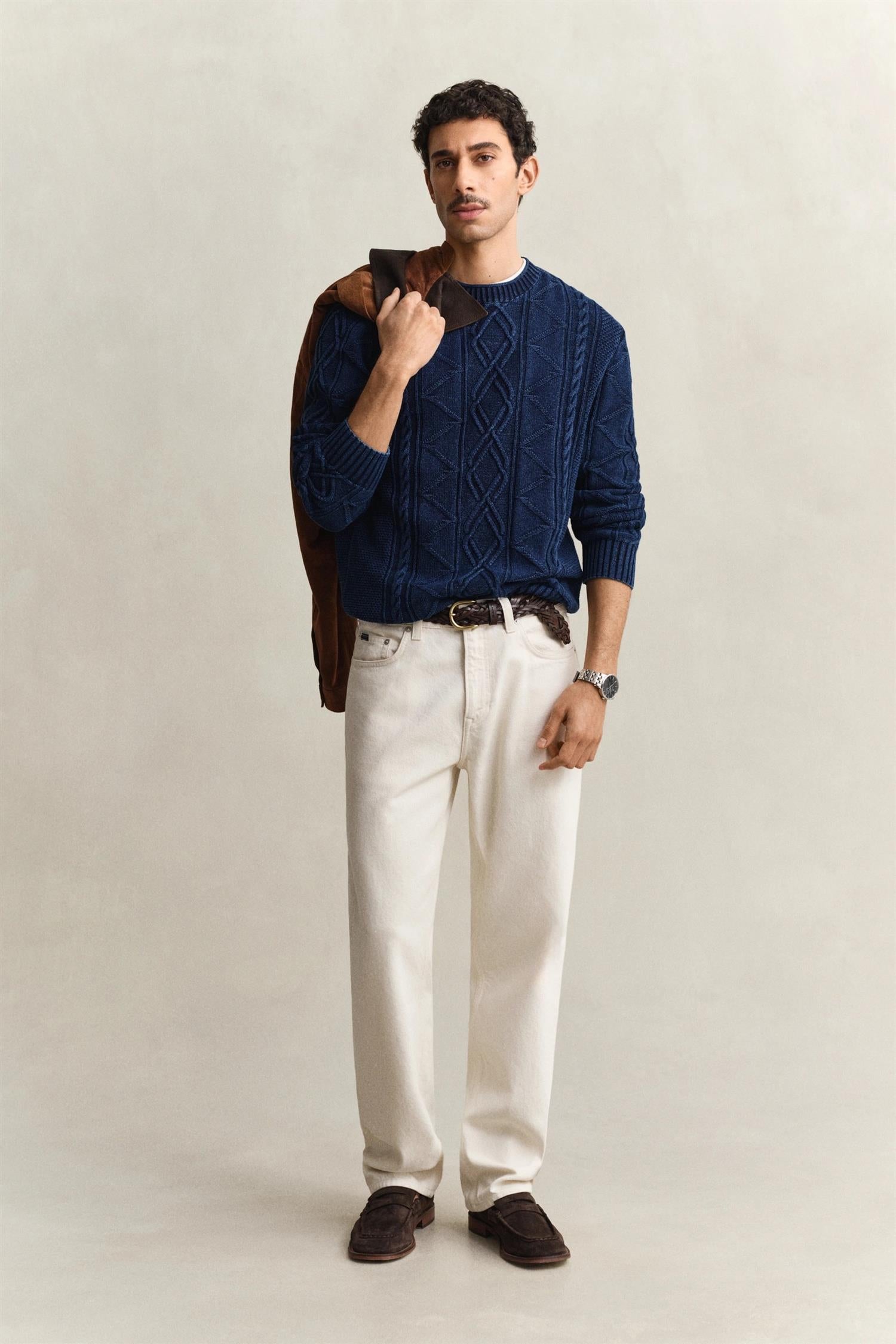 Gant Kabelstikket Genser Bomull Blå