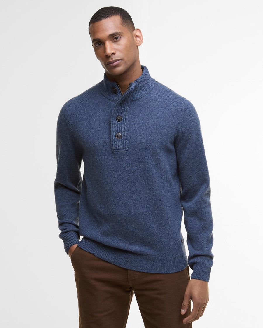 Barbour Essential Patch Half Zip Mellomblå