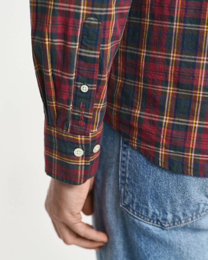 Gant Archive Poplinbomull Ruter Plommerød