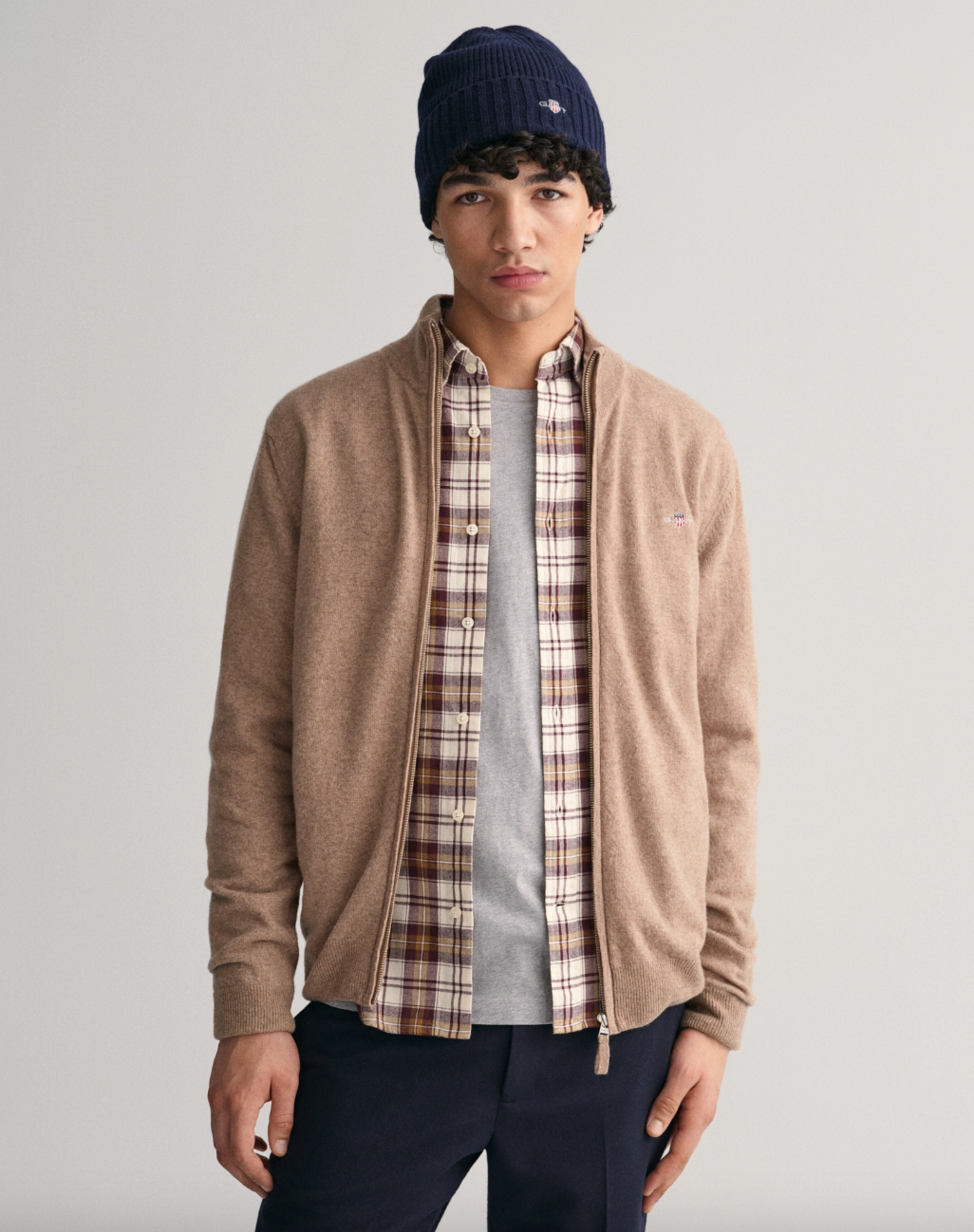 Gant Zip Cardigan Lammeull Beige