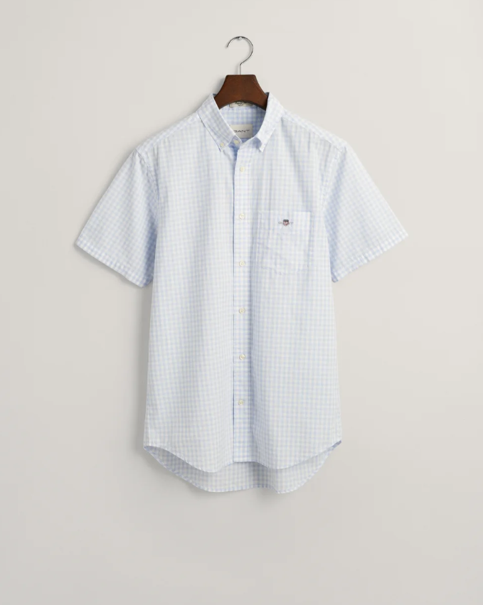 Gant Gingham Kortermet Skjorte Ruter Lyseblå/Hvit