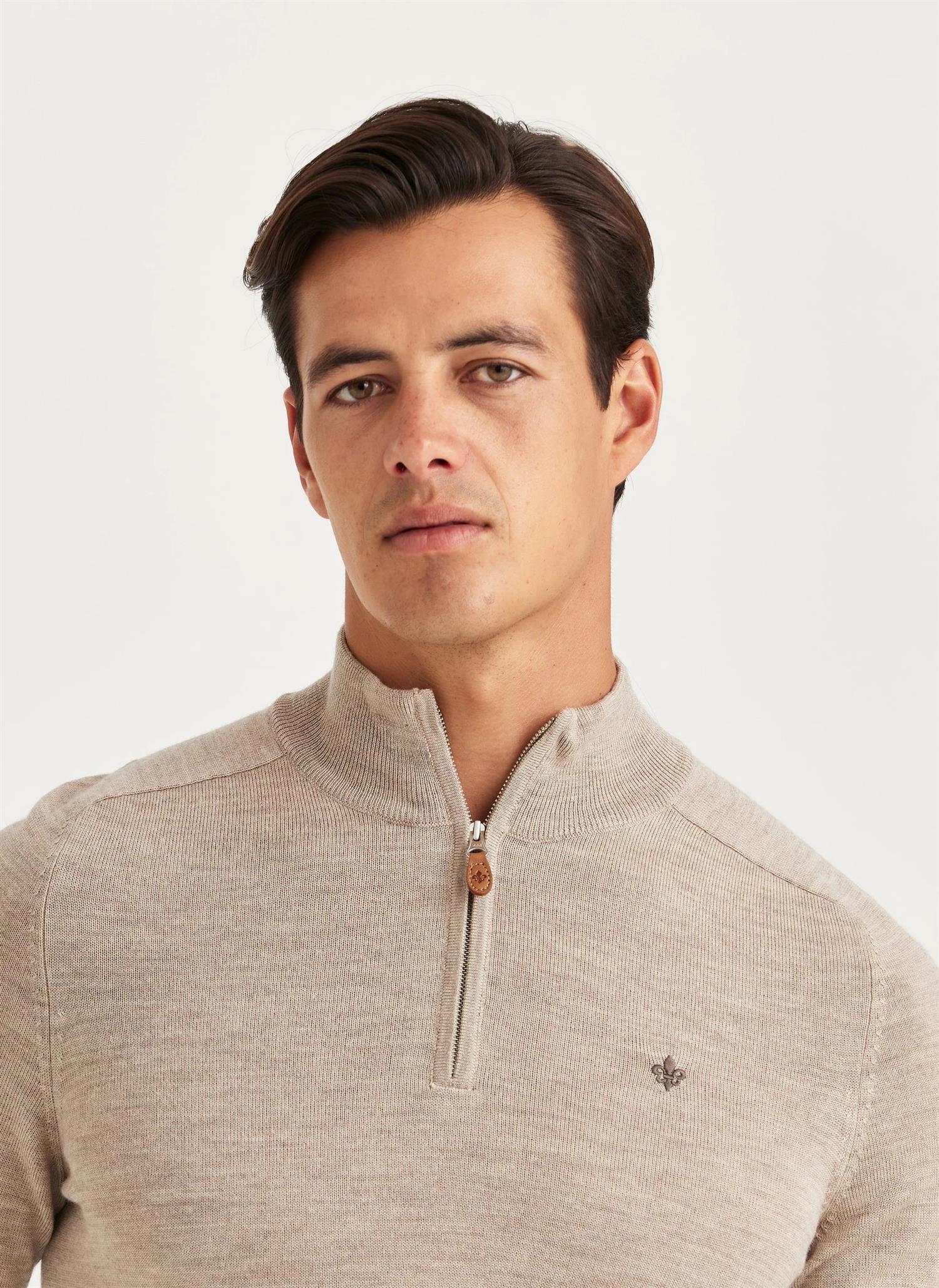 Morris John Zip Merinoull Beige