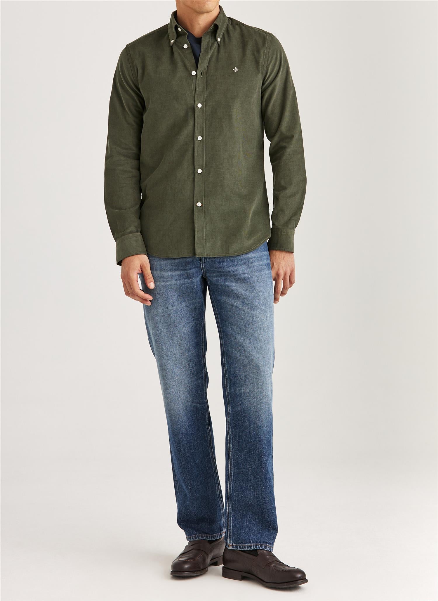 Morris Douglas Cord Shirt Slim Fit Olivengrønn