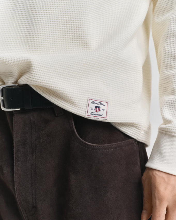 Gant Bestefartrøye Vaffeltkstur Bomull Kremfarget