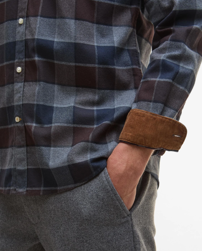 Barbour Valley Tailored Fit Flanellskjorte Ruter Grå/Brun