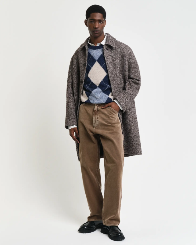 Gant Argyle Genser Blå/Beige Lammeull