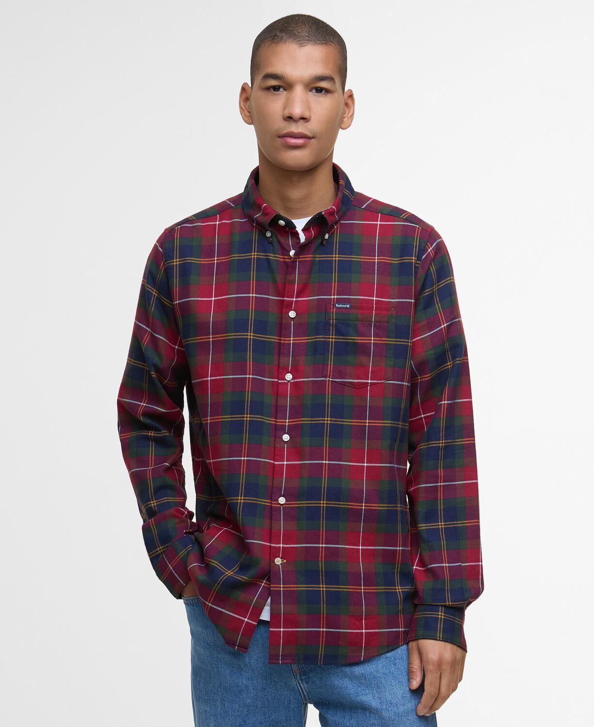 Barbour L/Erm Flanellskjorte Fortrose Ruter Rød/Grønn