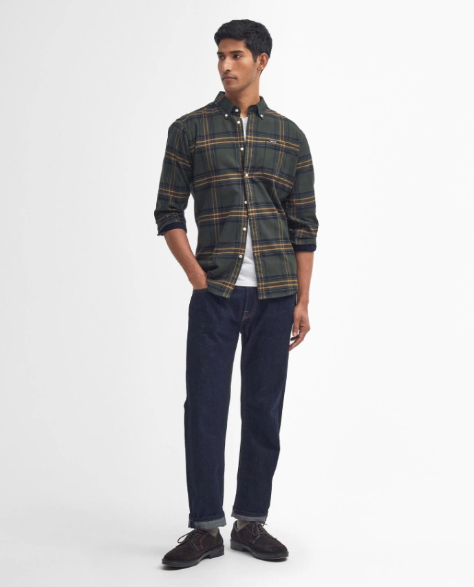Barbour Portdown Tailored Fit Flanellskjorte Ruter Grønn/Blå