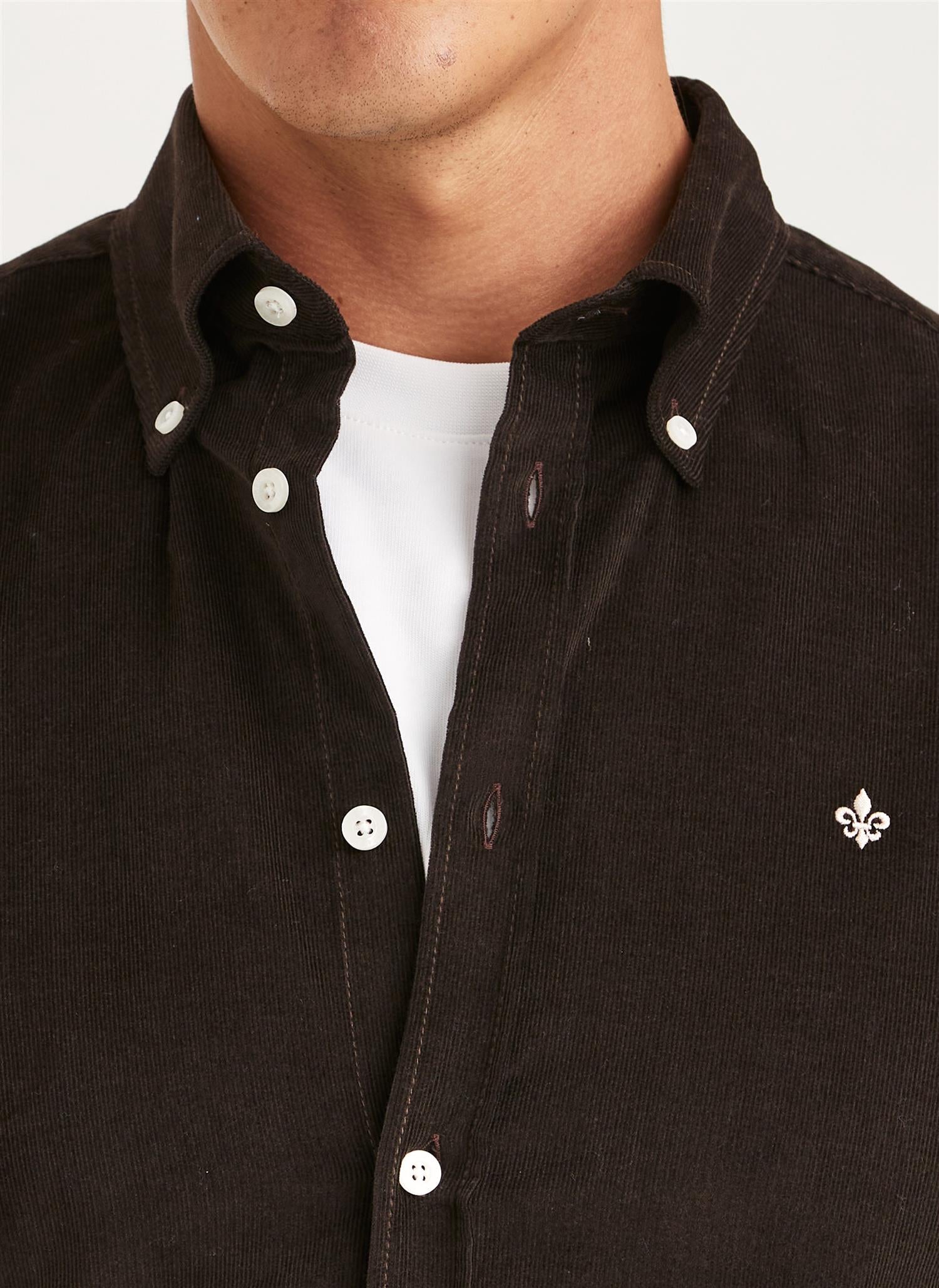 Morris Douglas Cord Shirt Slim Fit Brun