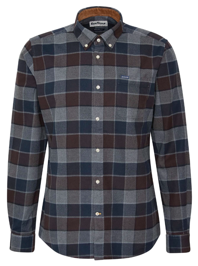 Barbour Valley Tailored Fit Flanellskjorte Ruter Grå/Brun