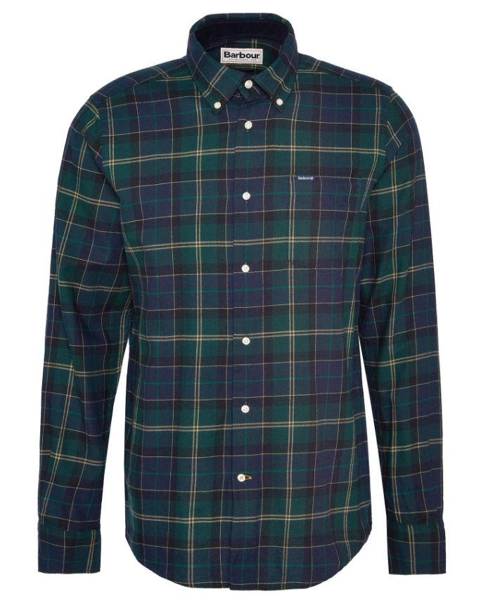 Barbour L/Erm Flanellskjorte Fortrose Ruter Grønn M/Gul