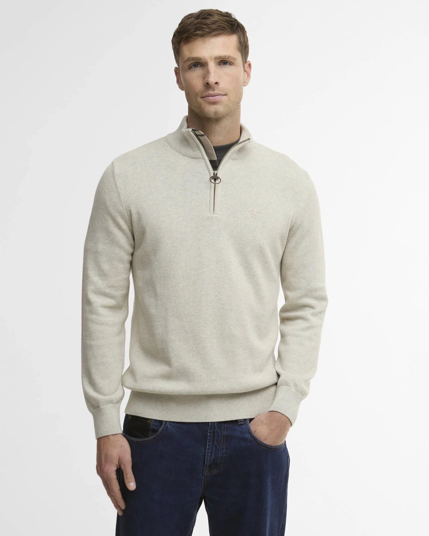 Barbour Genser Halfzip Bomull Lys Beige