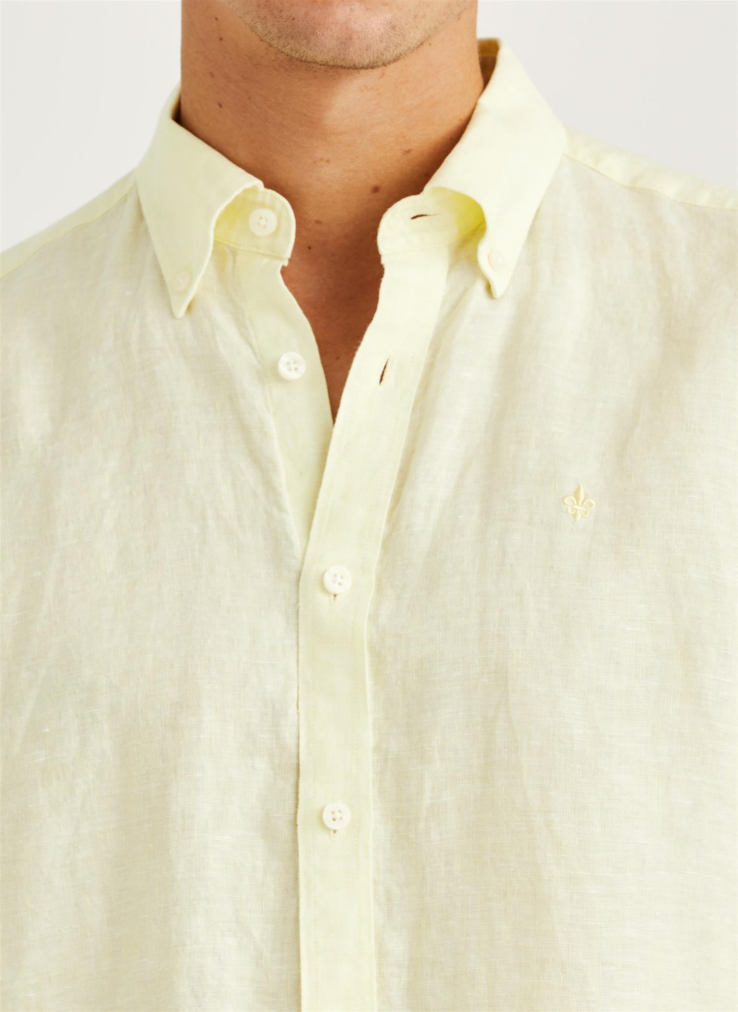 Morris Douglas L/Erm Skjorte Lin Gul