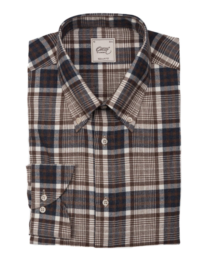Oscar Of Sweden Flanellskjorte M/B.D Ruter Brun