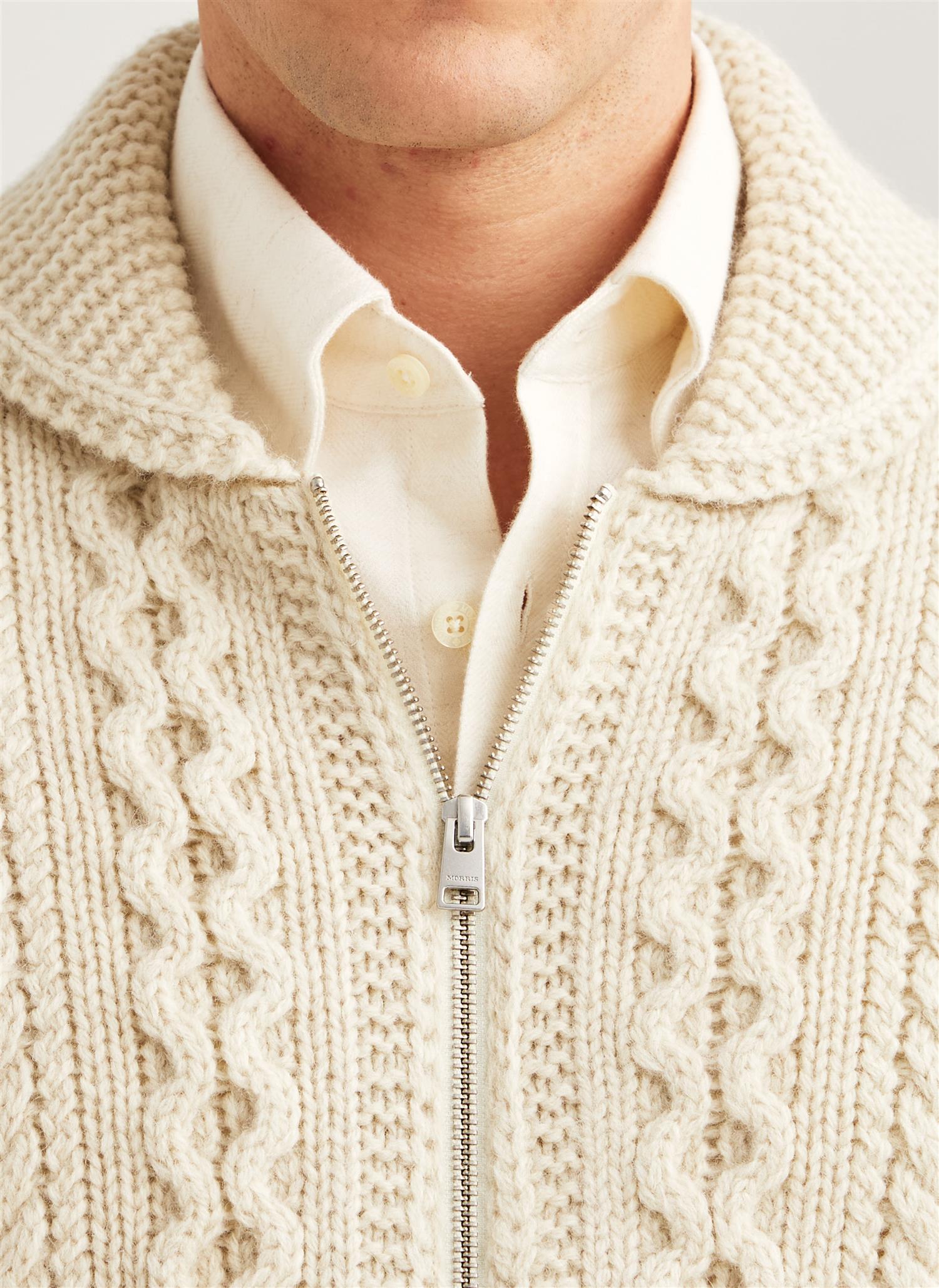 Morris Cornwall Cable Zip Jacket Ull Off White