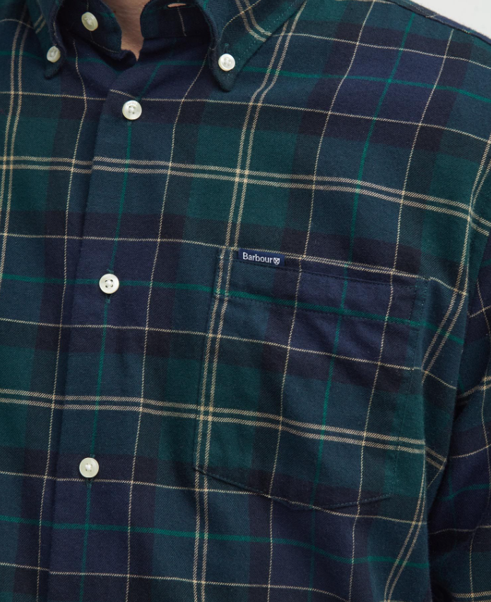 Barbour L/Erm Flanellskjorte Fortrose Ruter Grønn M/Gul