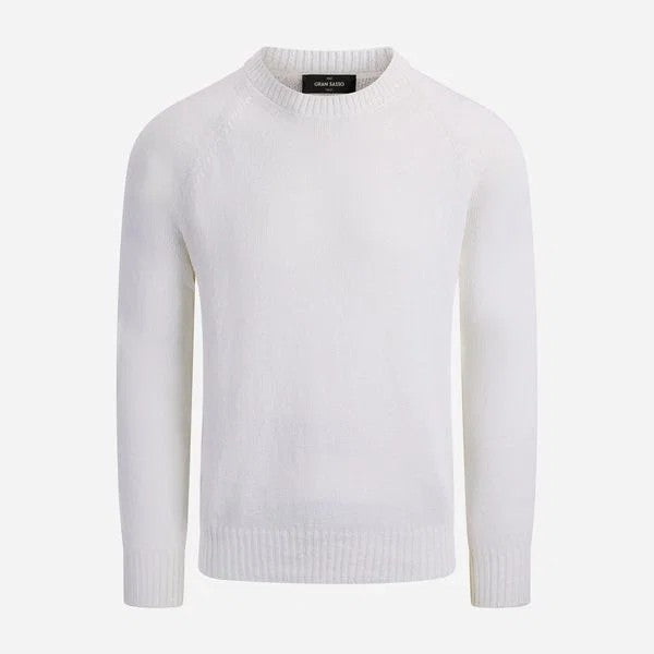 Gran Sasso Genser Rund Hals Bomull/Cashmere Hvit