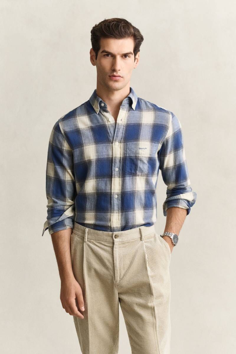 Gant Skjorte Windblown Flanell Ruter Marine