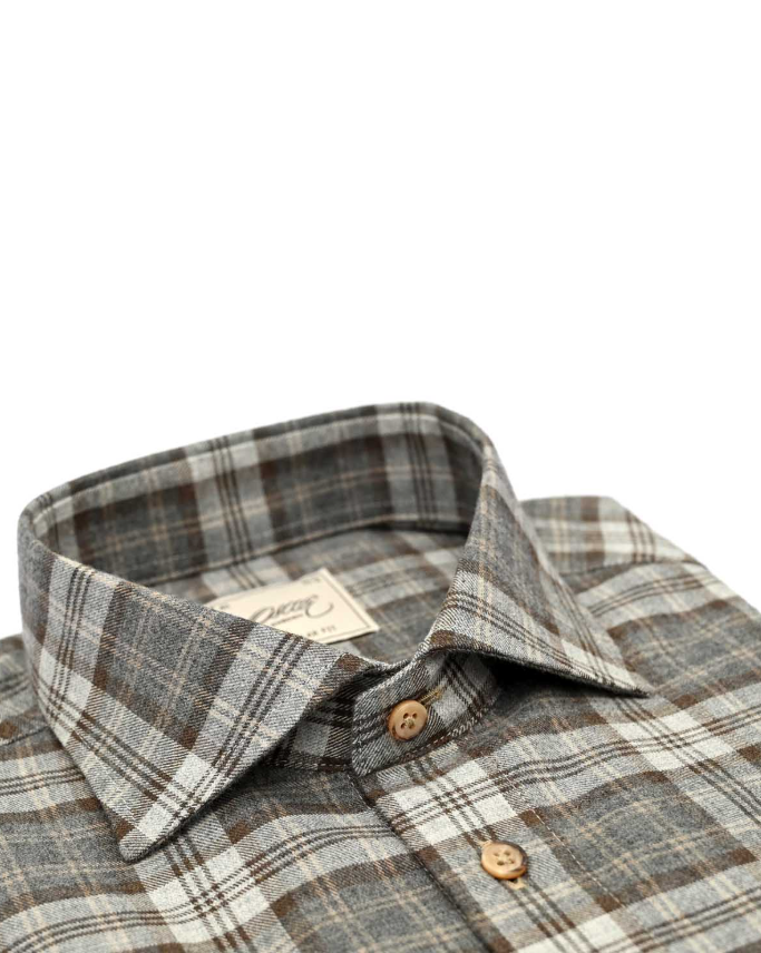 Oscar Of Sweden Flanellskjorte Ruter Grå/Brun