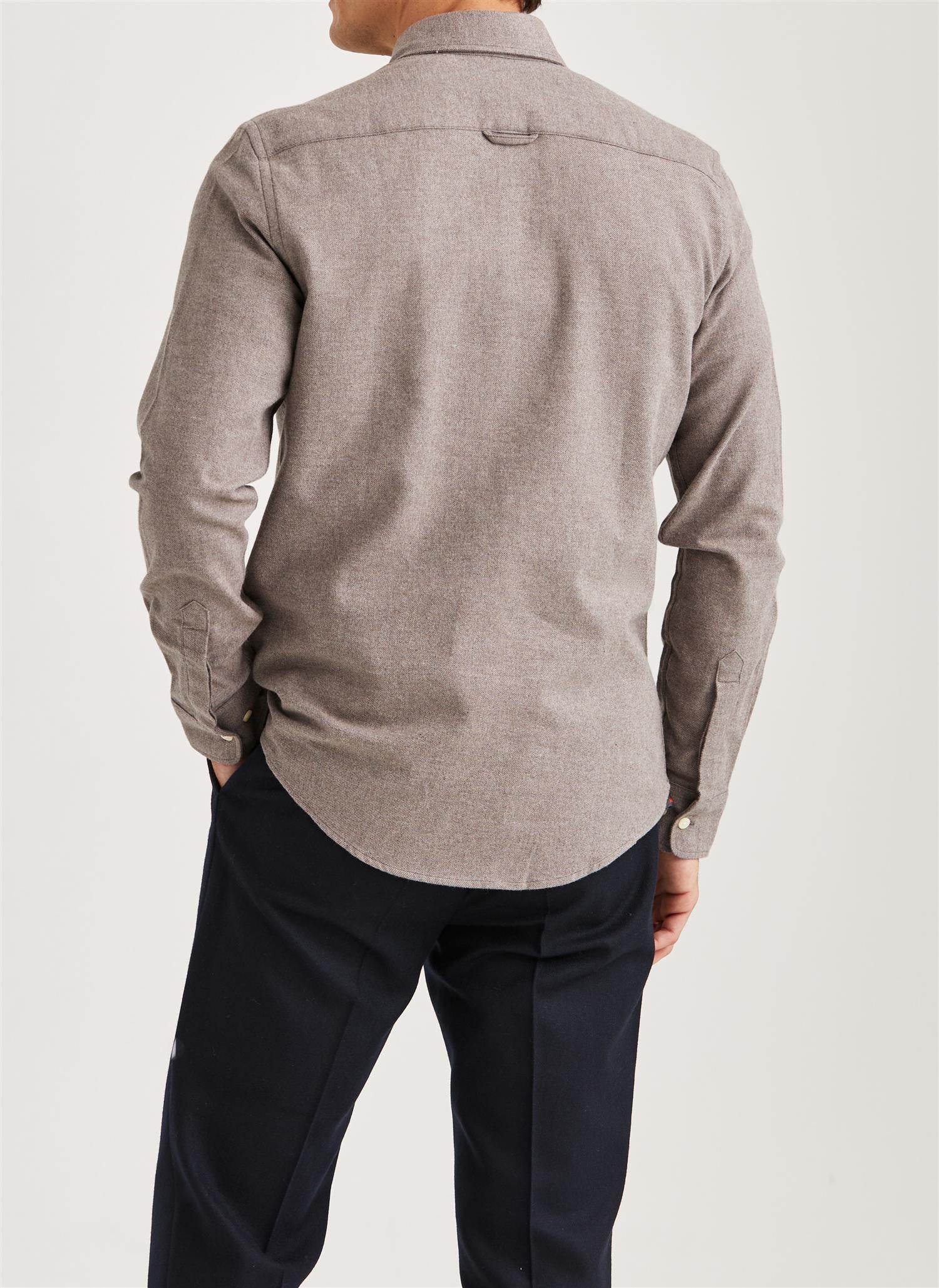 Morris Twill Flanell L/Erm Skjorte Brun