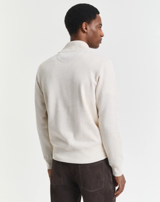 Gant Sacker Rib Half Zip Bomull Kremfarget
