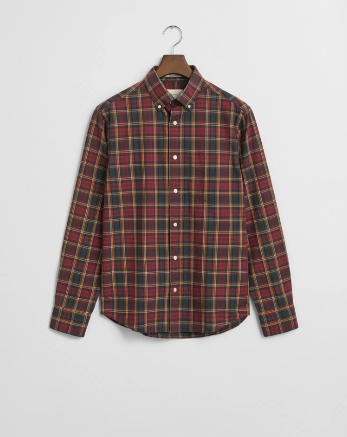 Gant Archive Poplinbomull Ruter Plommerød