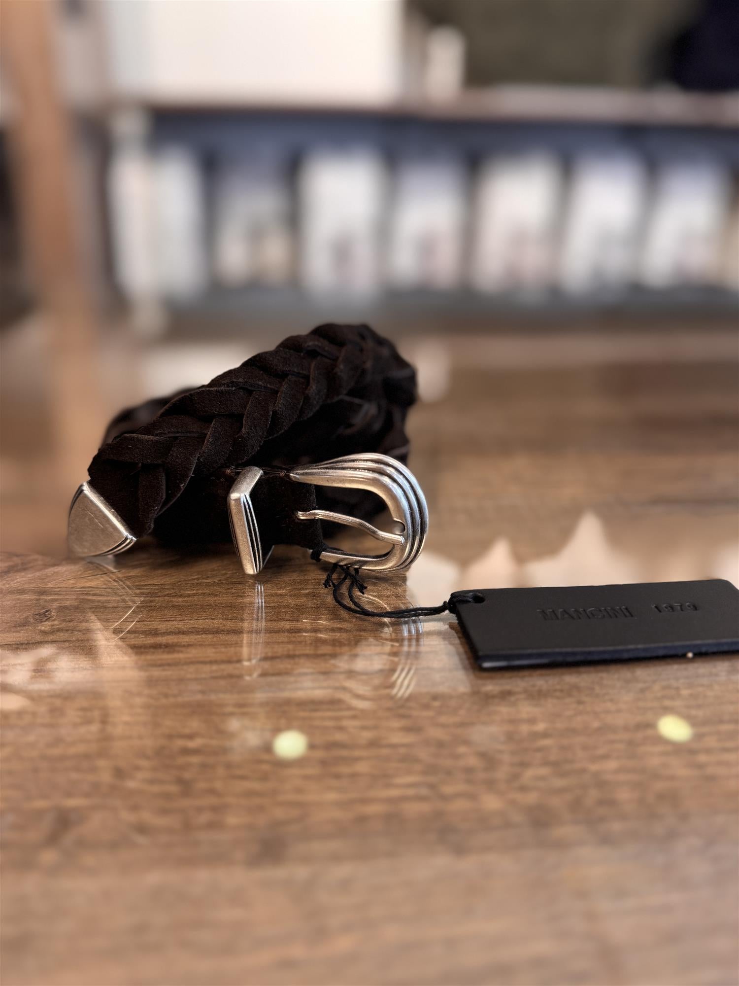 Mancini 1979 Belte Lær Brun Flettet