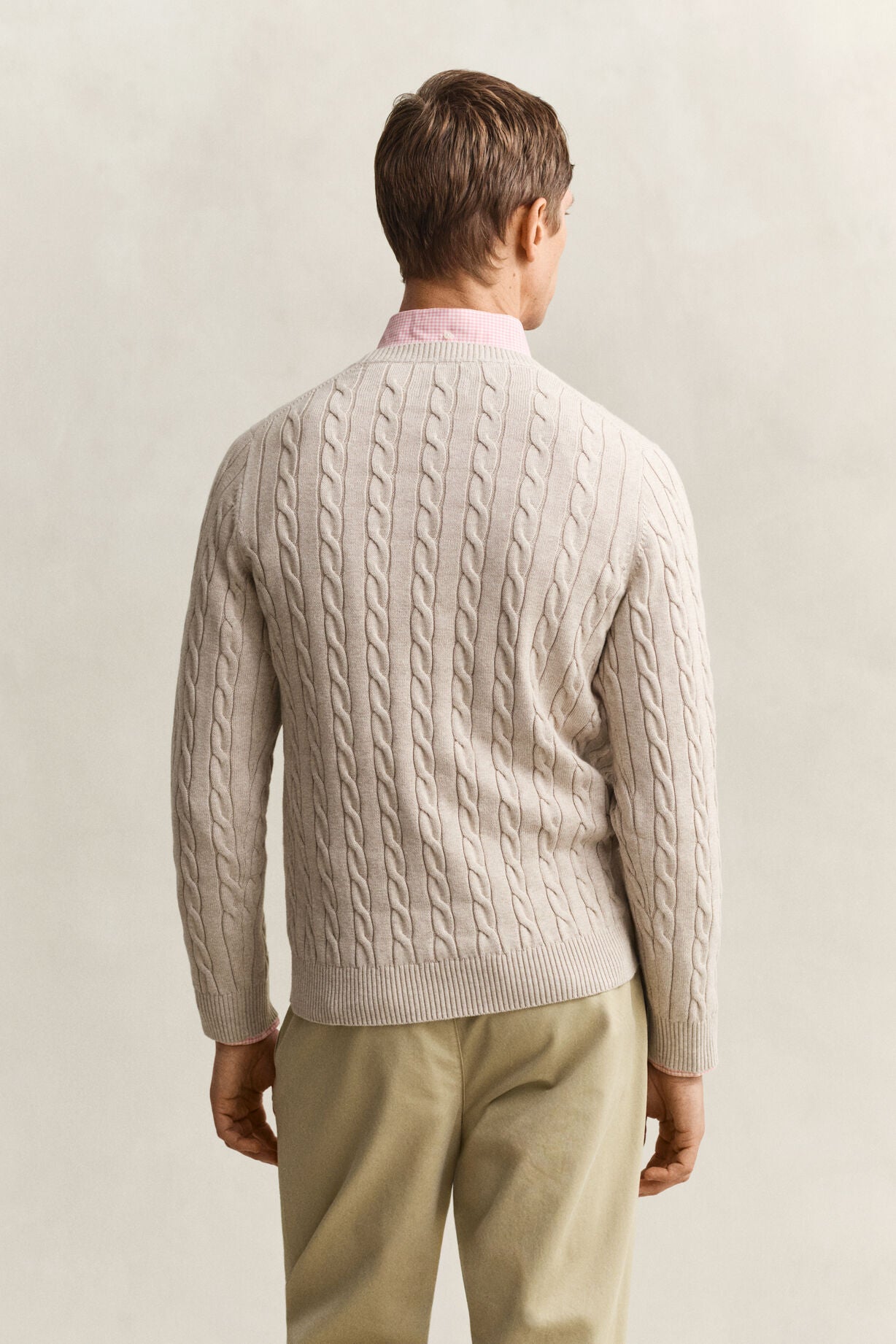 Gant R-Hals Kabelstrikket Genser Beige