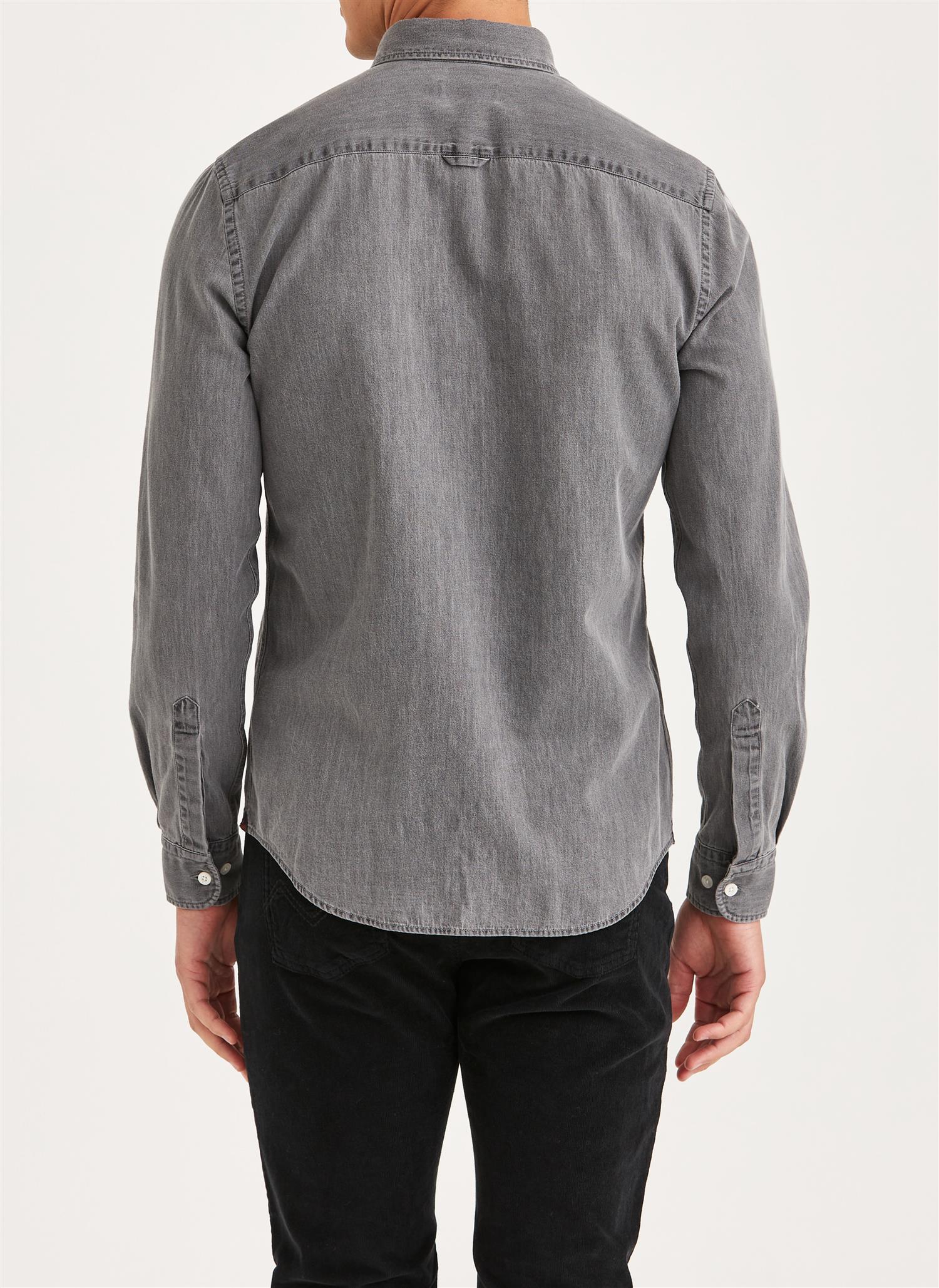 Morris Light Denim Shirt Slim Fit Grå