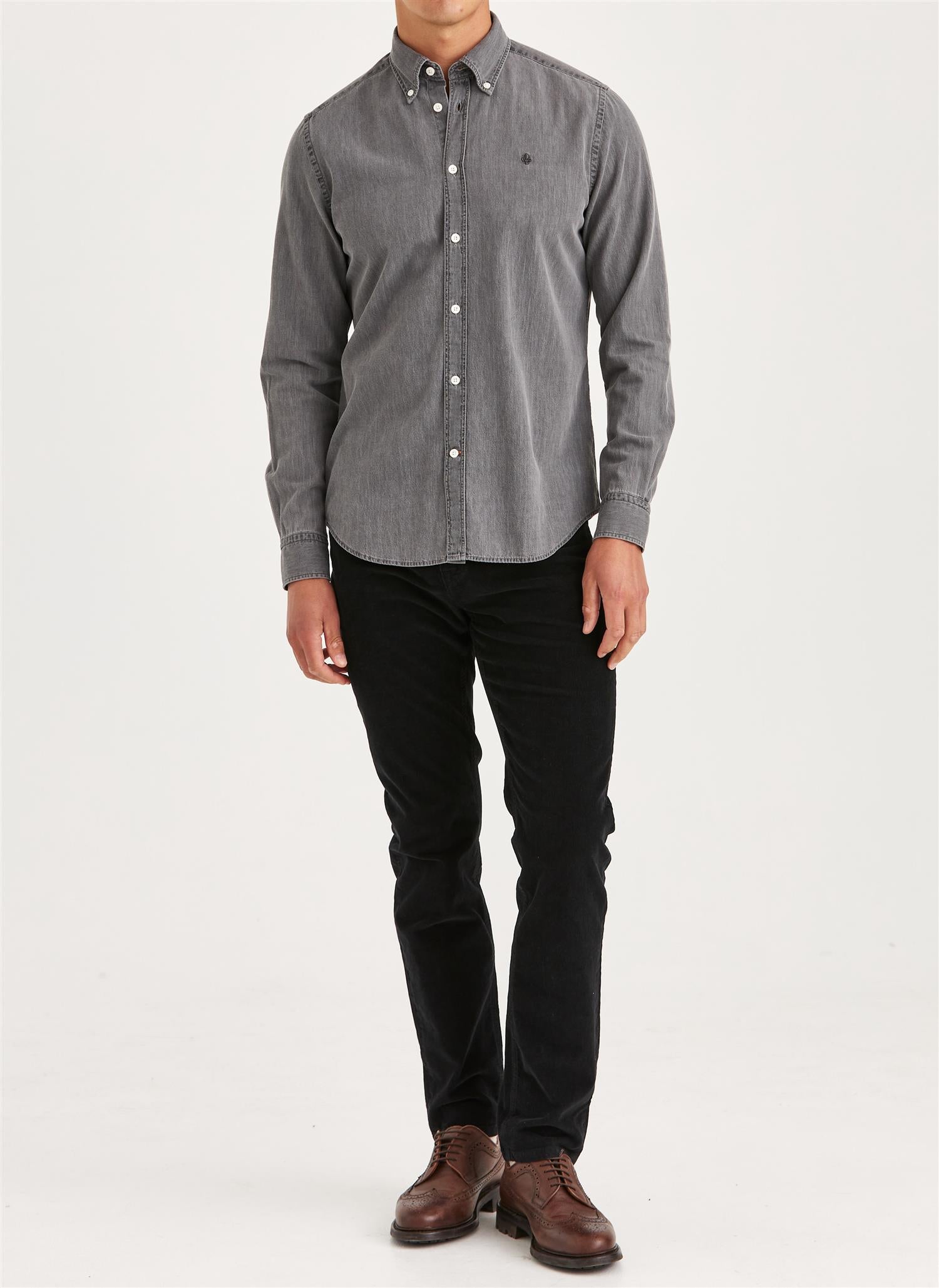 Morris Light Denim Shirt Slim Fit Grå