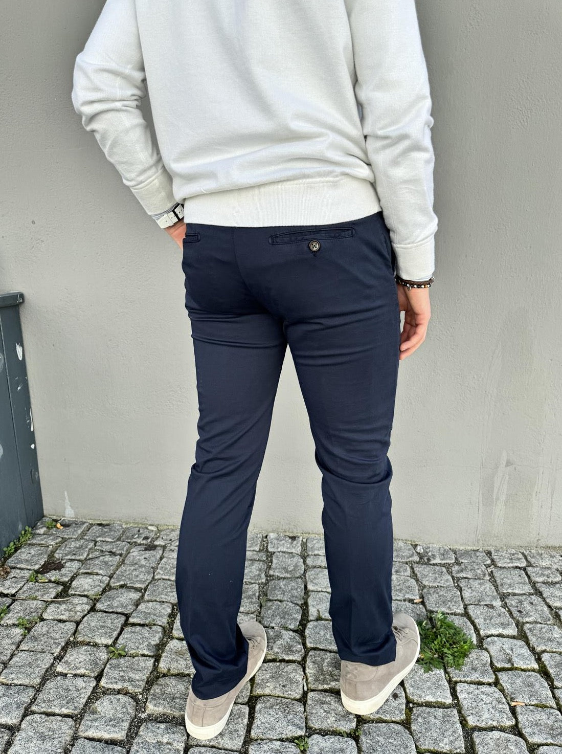 Berwich Chinos Vulcano Bomull/Silke Marine