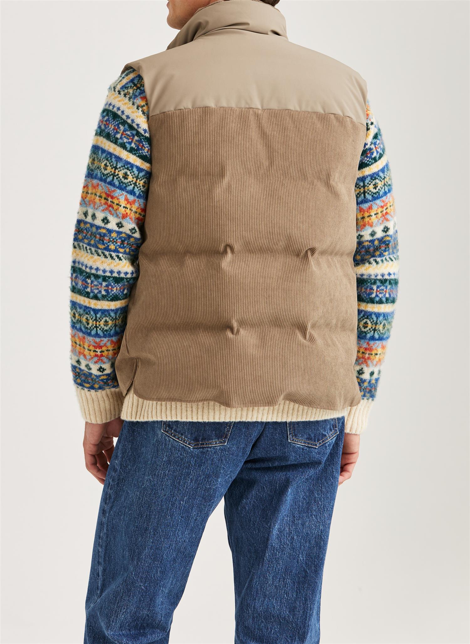 Morris Catton Puffer Vest Kordfløyel Khaki