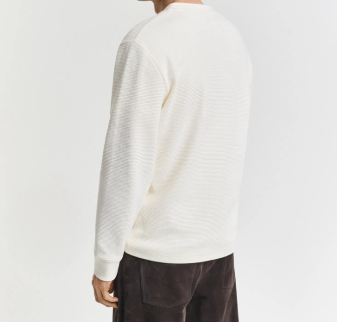 Gant Bestefartrøye Vaffeltkstur Bomull Kremfarget