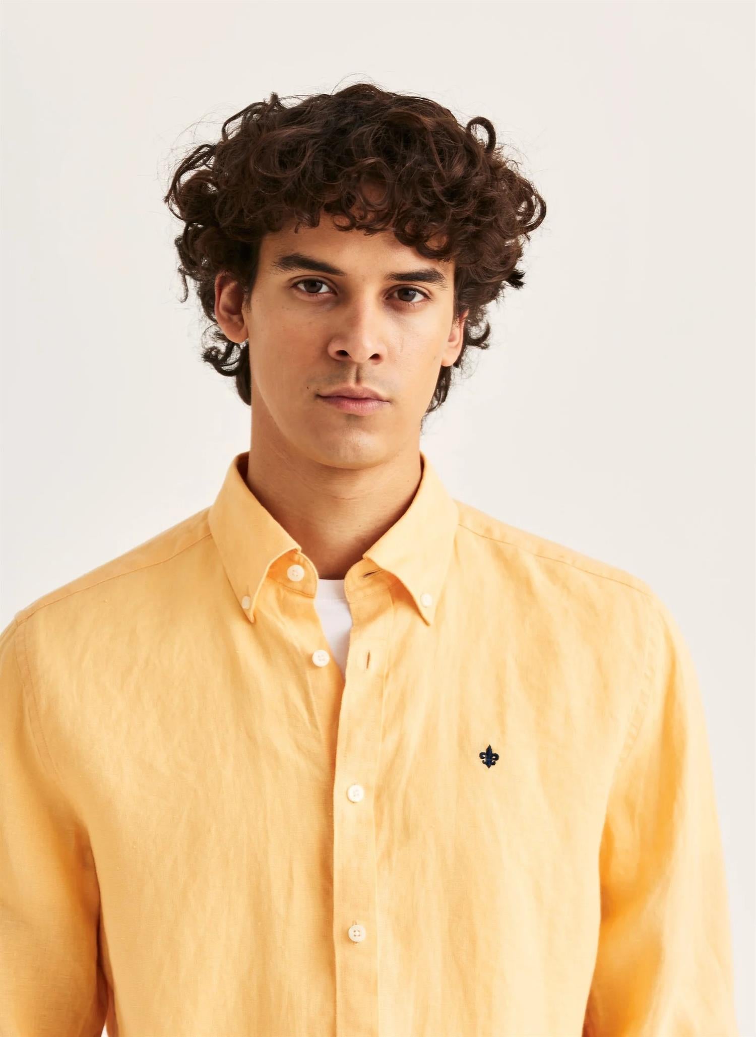 Morris Douglas L/Erm Skjorte Lin oransje