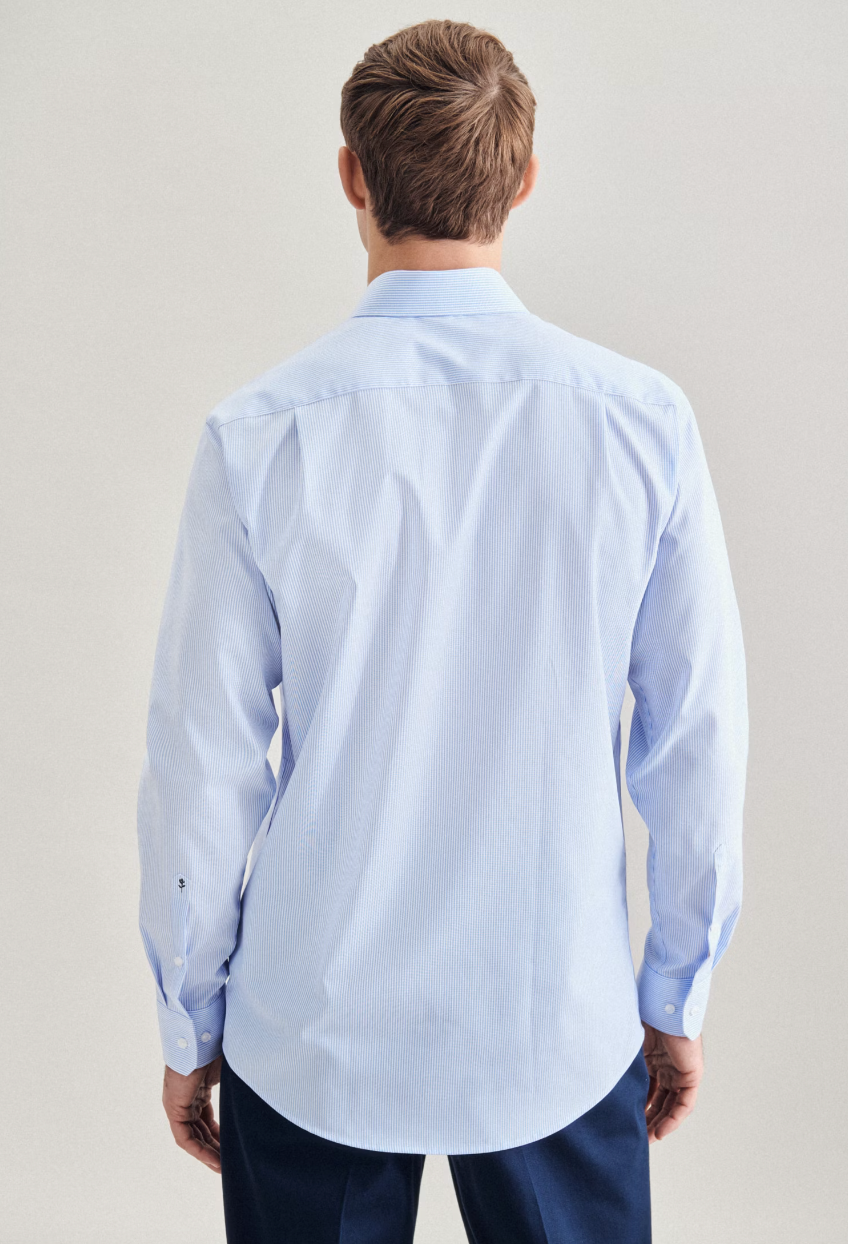 Seidensticker Skjorte Bomull Pinstripe Lyseblå
